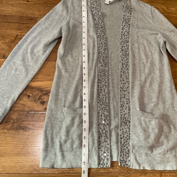 Charter club light gray open cardigan and sweater tank sweater set with sequins - Picture 10 of 13